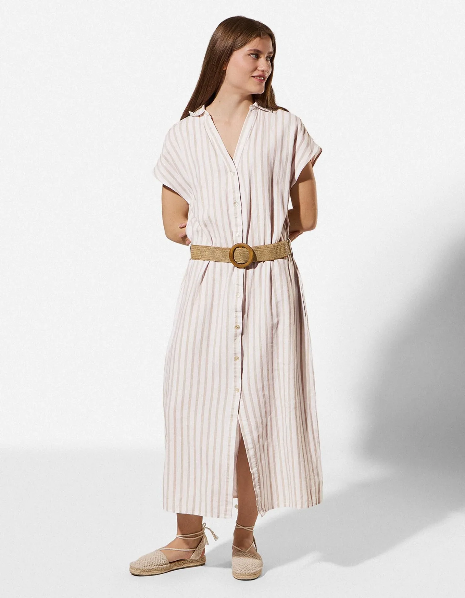 Kleid - Streifen - weiß