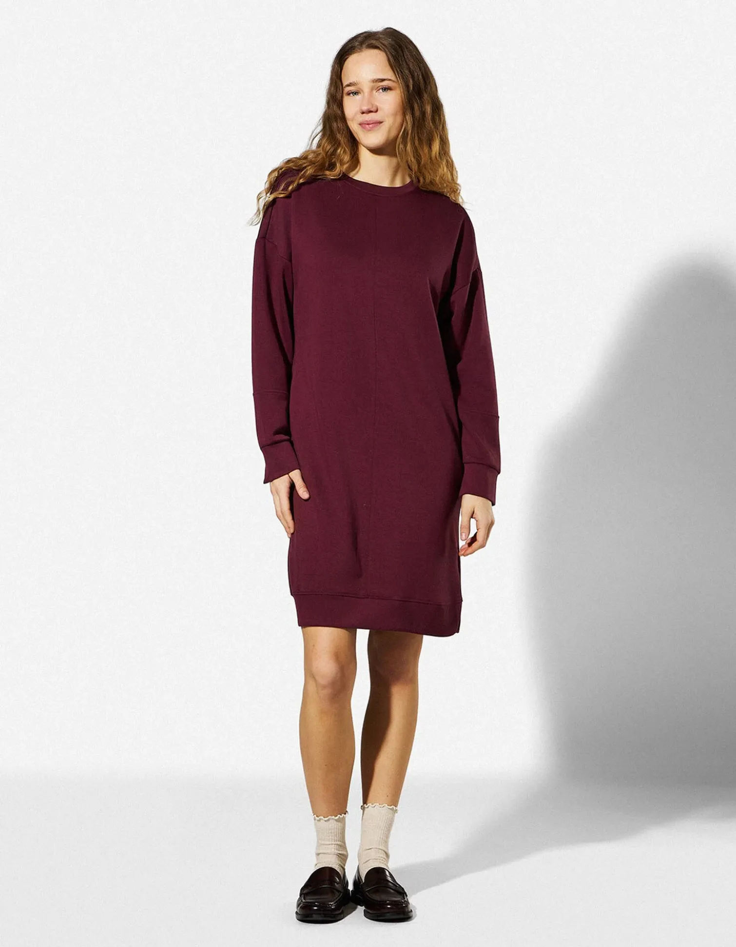 Kleid - Sweat - dunkelrot