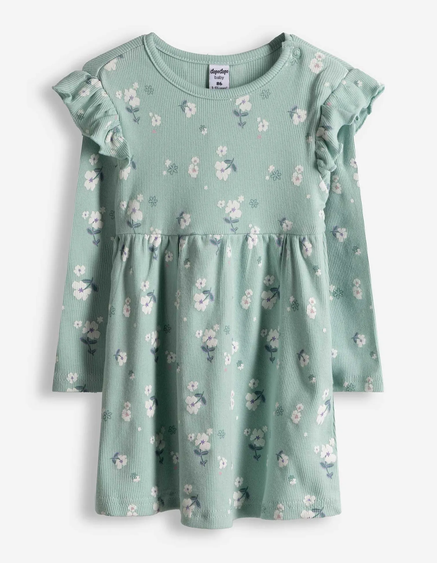 Kleid in A-Linie - Gerippt - hellgrün