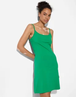 Kleid in A-Linie - Spaghettiträger - grün