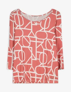 Langarmshirt - Allover-Print - weiß