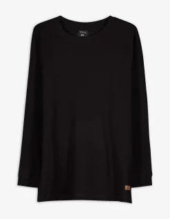 Langarmshirt - Baumwolle - schwarz