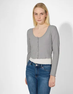 Langarmshirt - Double-Layer-Look - grau