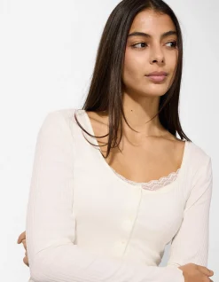 Langarmshirt - Double-Layer-Look - weiß