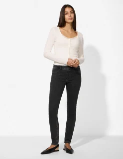 Langarmshirt - Double-Layer-Look - weiß