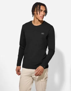 Langarmshirt - einfarbig - schwarz