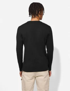 Langarmshirt - einfarbig - schwarz