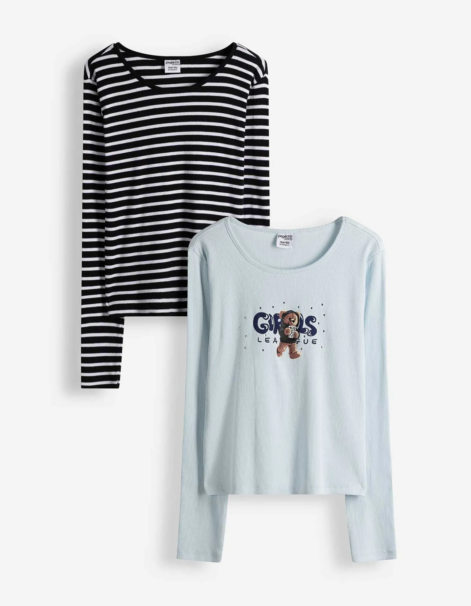 Langarmshirt - 2er-Pack - hellblau