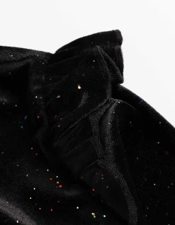 Langarmshirt - Glitzerstoff - schwarz
