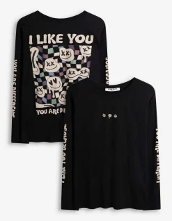 Langarmshirt - Rückenprint - dunkelgrau