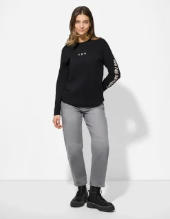 Langarmshirt - Rückenprint - dunkelgrau