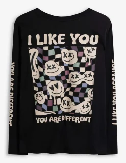 Langarmshirt - Rückenprint - dunkelgrau