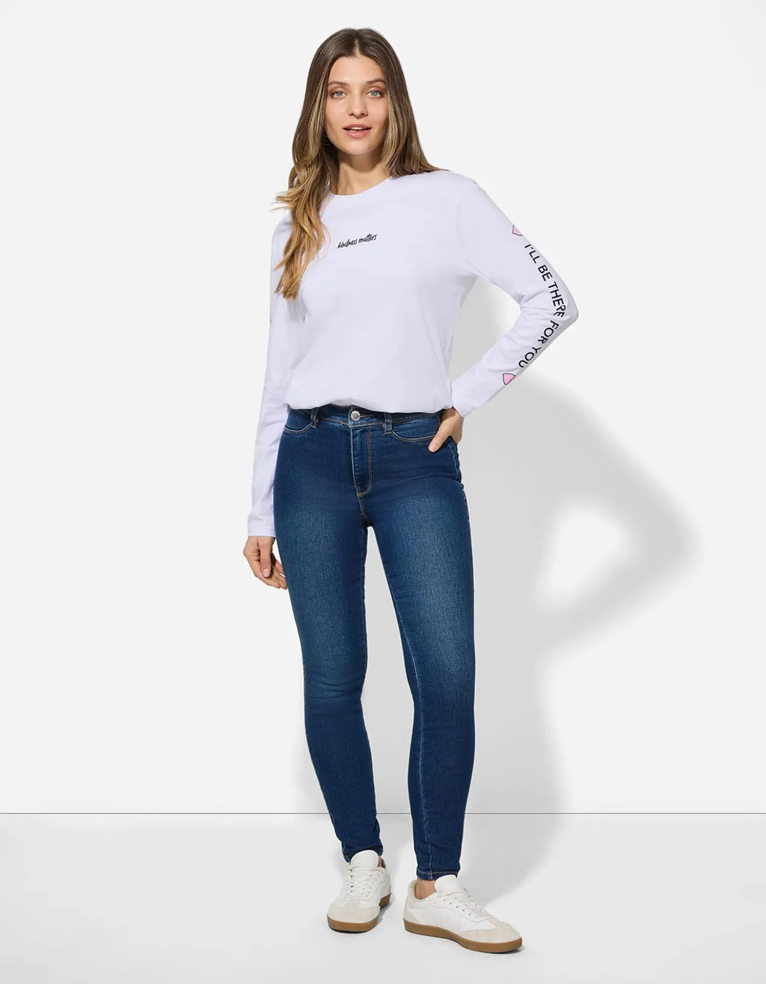 Langarmshirt - Rückenprint - weiß