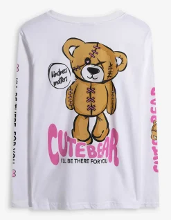 Langarmshirt - Rückenprint - weiß