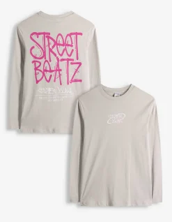 Langarmshirt - Rückenprint - hellgrau