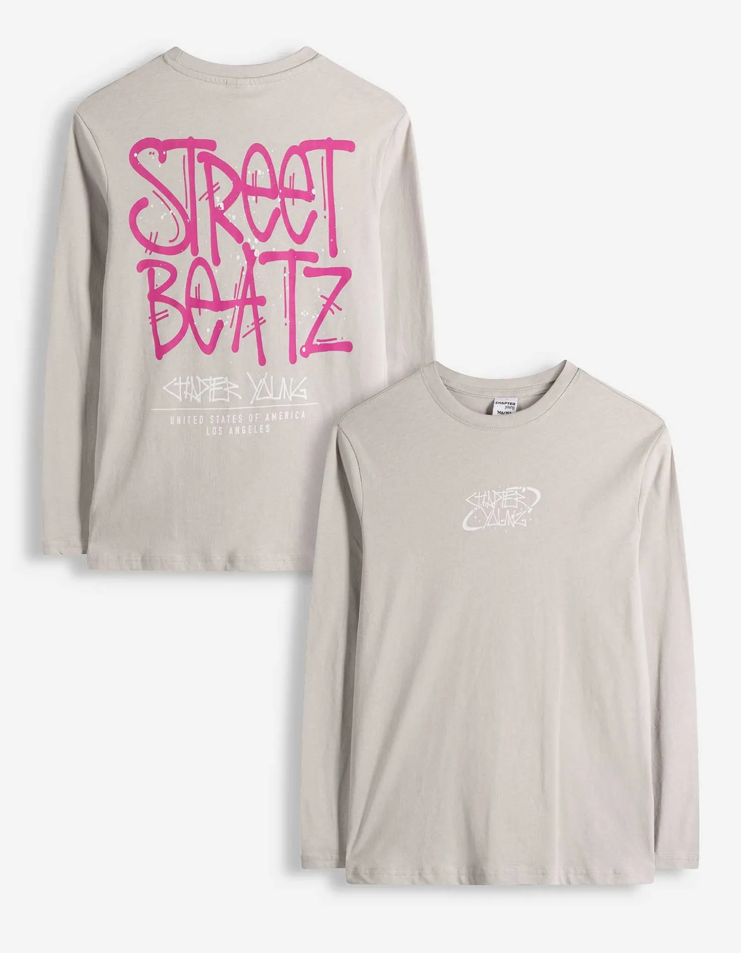 Langarmshirt - Rückenprint - hellgrau
