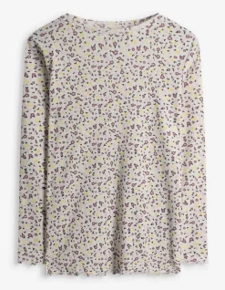 Langarmshirt - Rippenstruktur - weiß