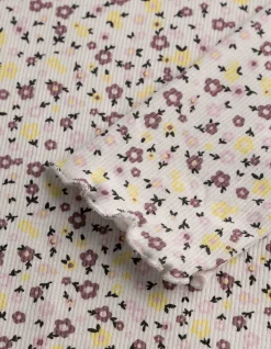 Langarmshirt - Rippenstruktur - weiß