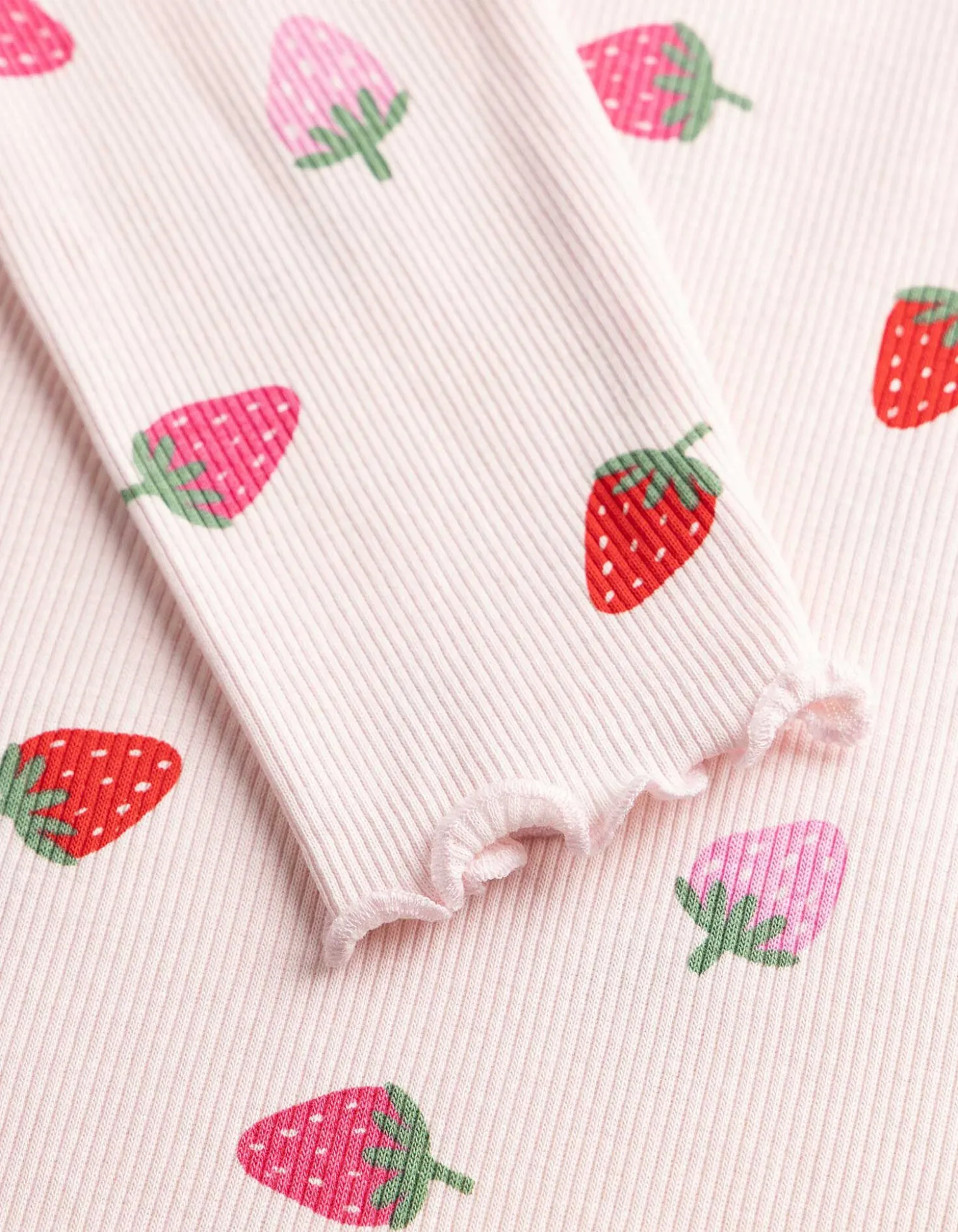 Langarmshirt - Rippenstruktur - rosa