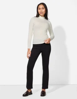 Langarmshirt - Rollkragen - weiß