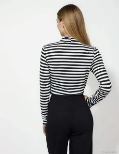 Langarmshirt - Rollkragen - weiß