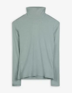 Langarmshirt - Rollkragen - türkis