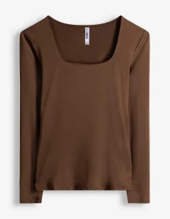 Langarmshirt - Slim Fit - braun