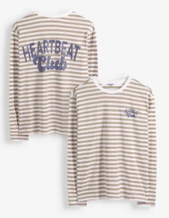 Langarmshirt - Streifen - hellbraun
