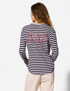 Langarmshirt - Streifen - schwarz