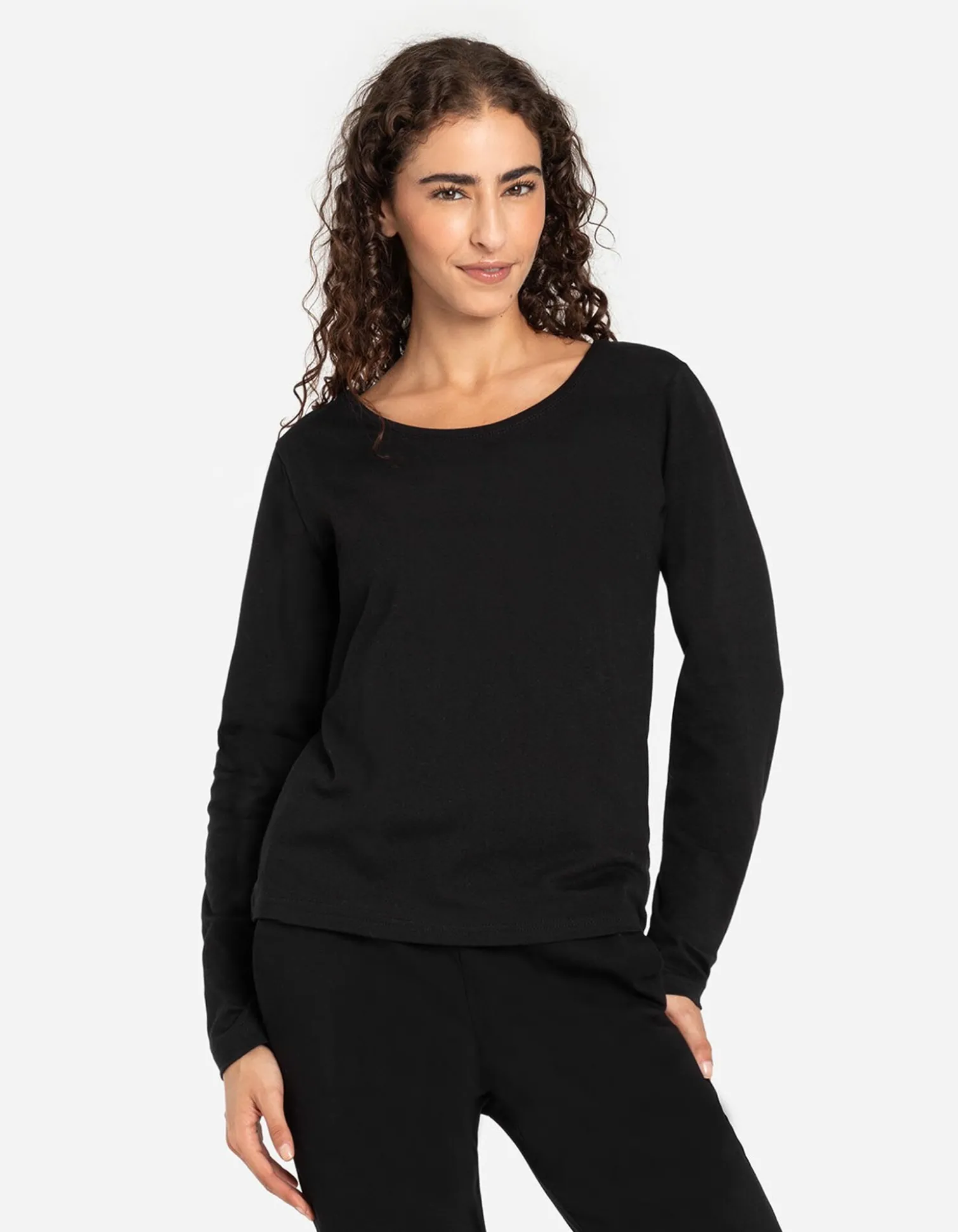 Langarmshirt - Stretchanteil - schwarz