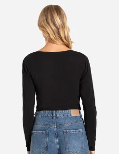 Langarmshirt - Stretchanteil - schwarz