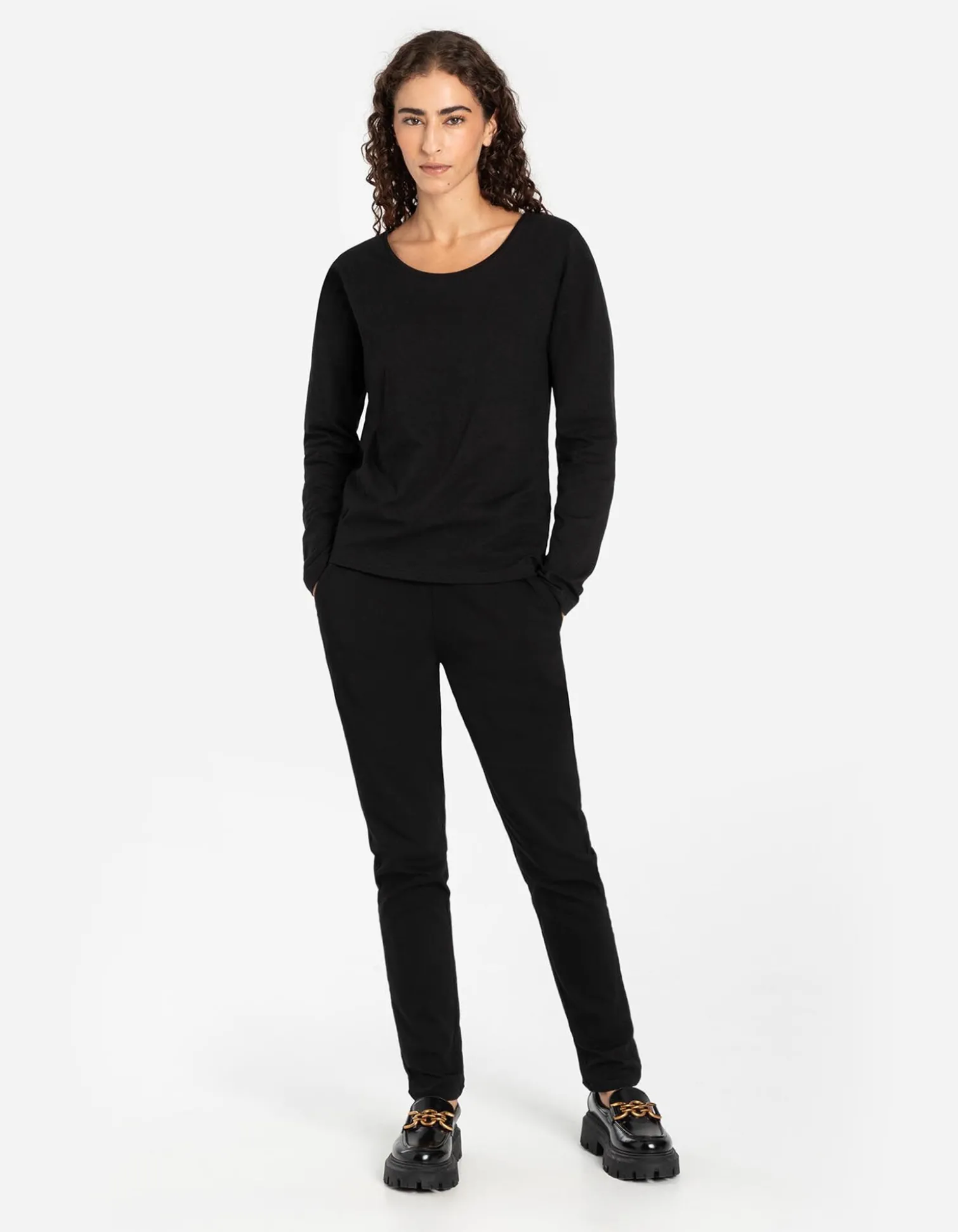 Langarmshirt - Stretchanteil - schwarz