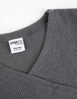 Langarmshirt - Wickeloptik - dunkelgrau