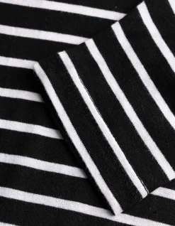 Langarmshirt - Zierknöpfe - schwarz