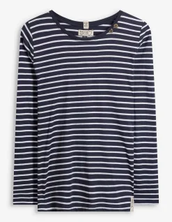 Langarmshirt - Zierknöpfe - dunkelblau