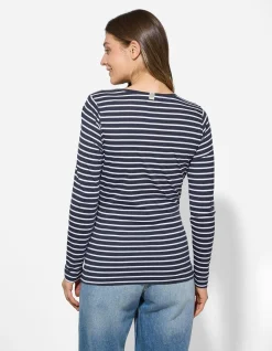 Langarmshirt - Zierknöpfe - dunkelblau