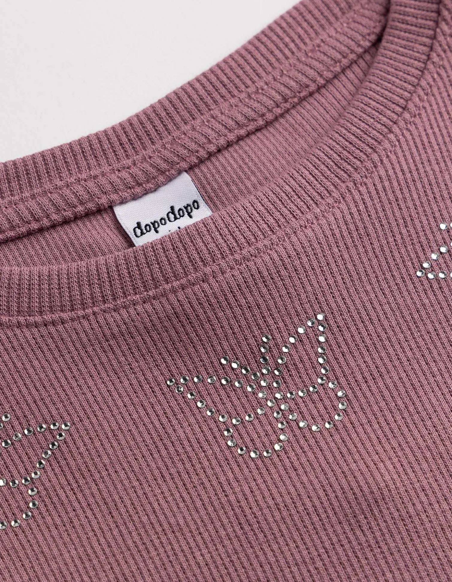 Langarmshirt - Ziersteine - dunkellila