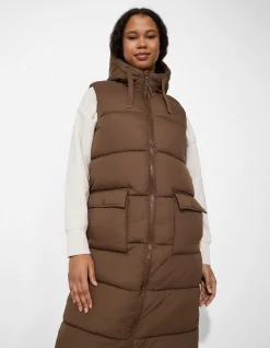 Lange Weste - Regular Fit - hellbraun