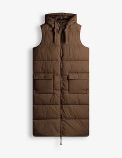 Lange Weste - Regular Fit - hellbraun