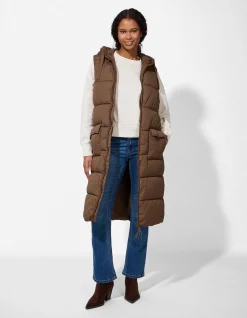 Lange Weste - Regular Fit - hellbraun