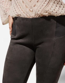 Leggings - Wildlederimitat - grau