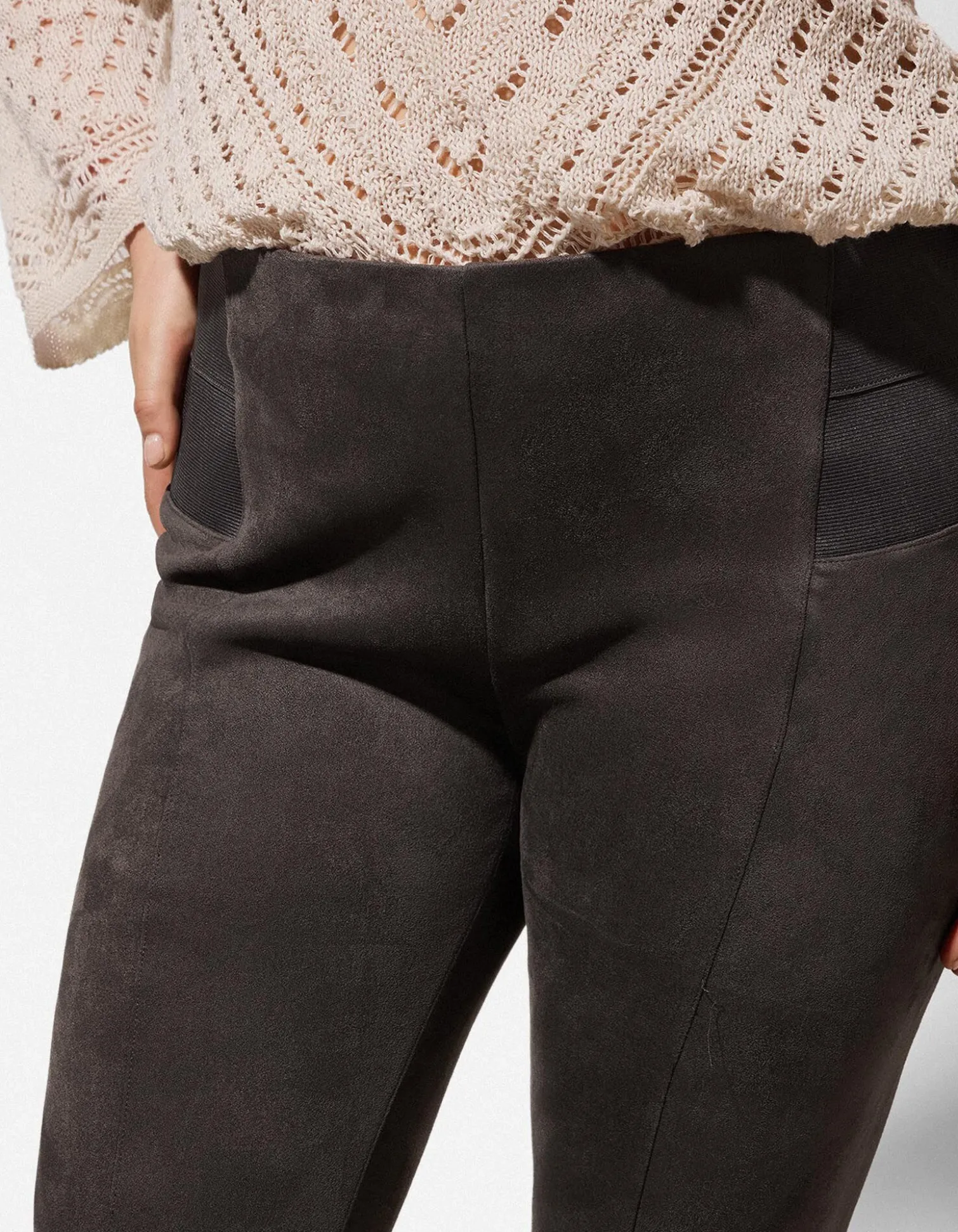 Leggings - Wildlederimitat - grau