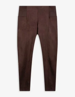 Leggings - Wildlederimitat - dunkelbraun