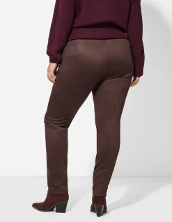 Leggings - Wildlederimitat - dunkelbraun