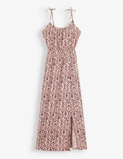 Maxikleid - Seitenschlitz - rosa