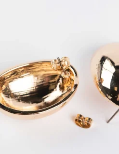 Ohrringe - Metallic-Details - goldfarben