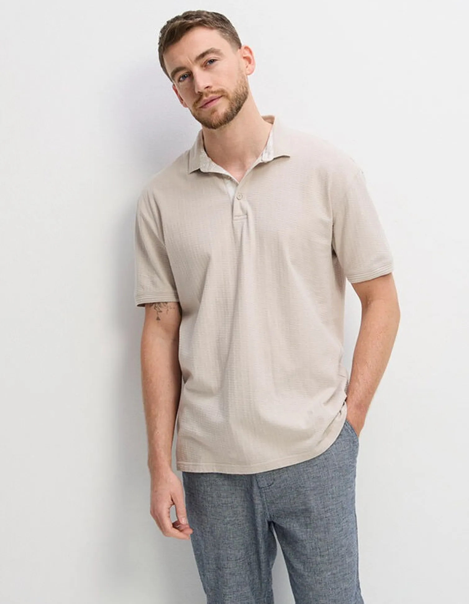 Poloshirt - einfarbig - beige