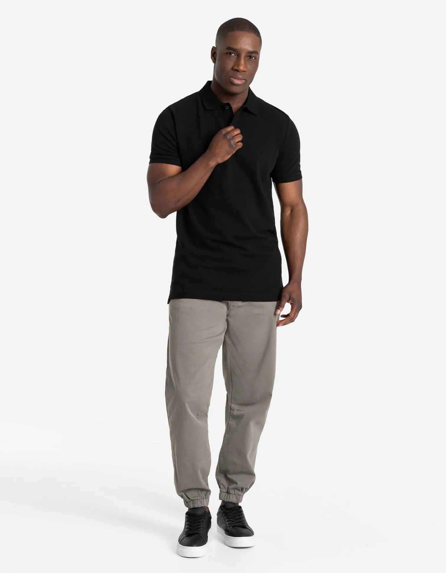Poloshirt - einfarbig - schwarz