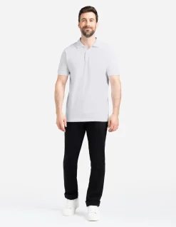 Poloshirt - einfarbig - weiß