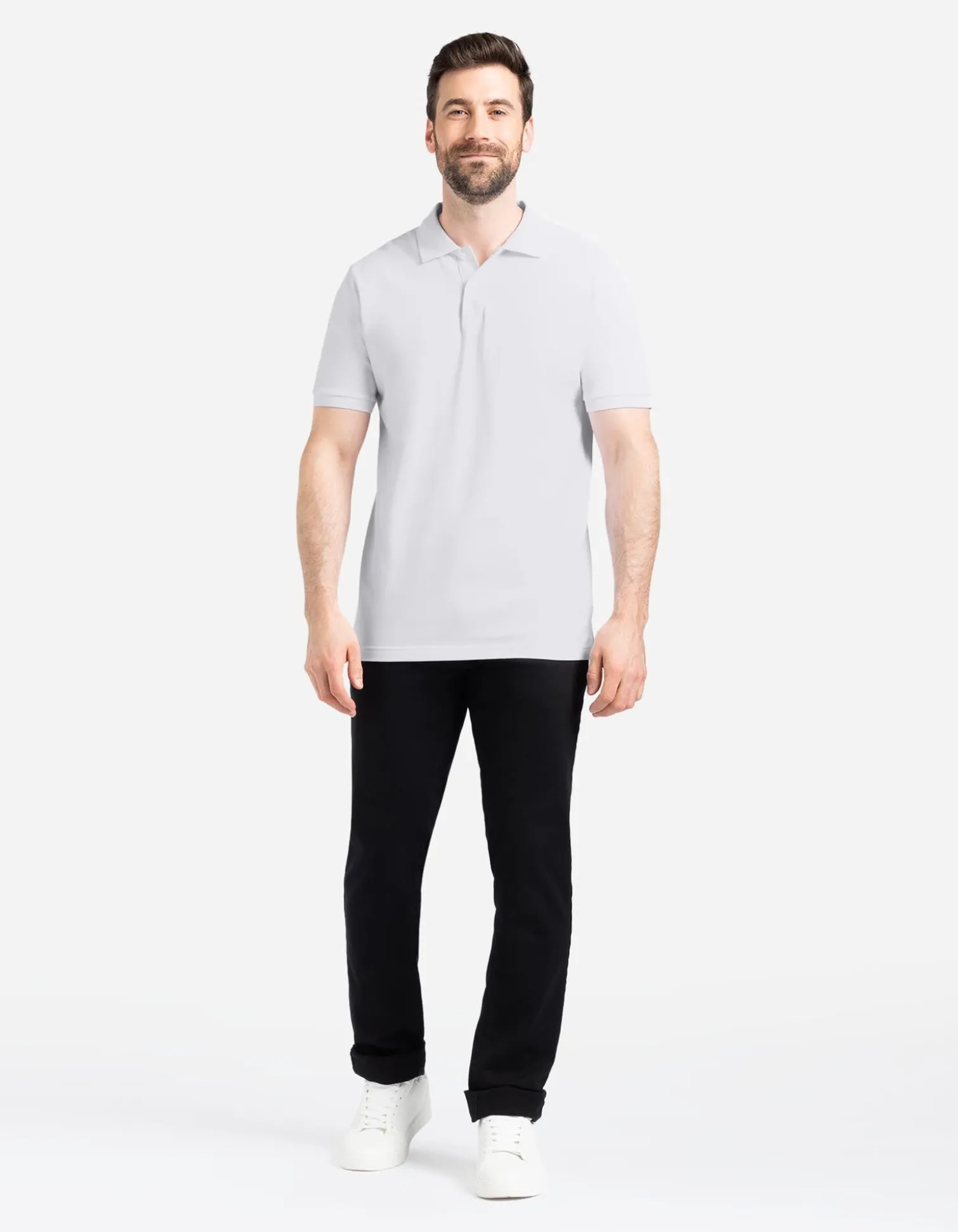 Poloshirt - einfarbig - weiß